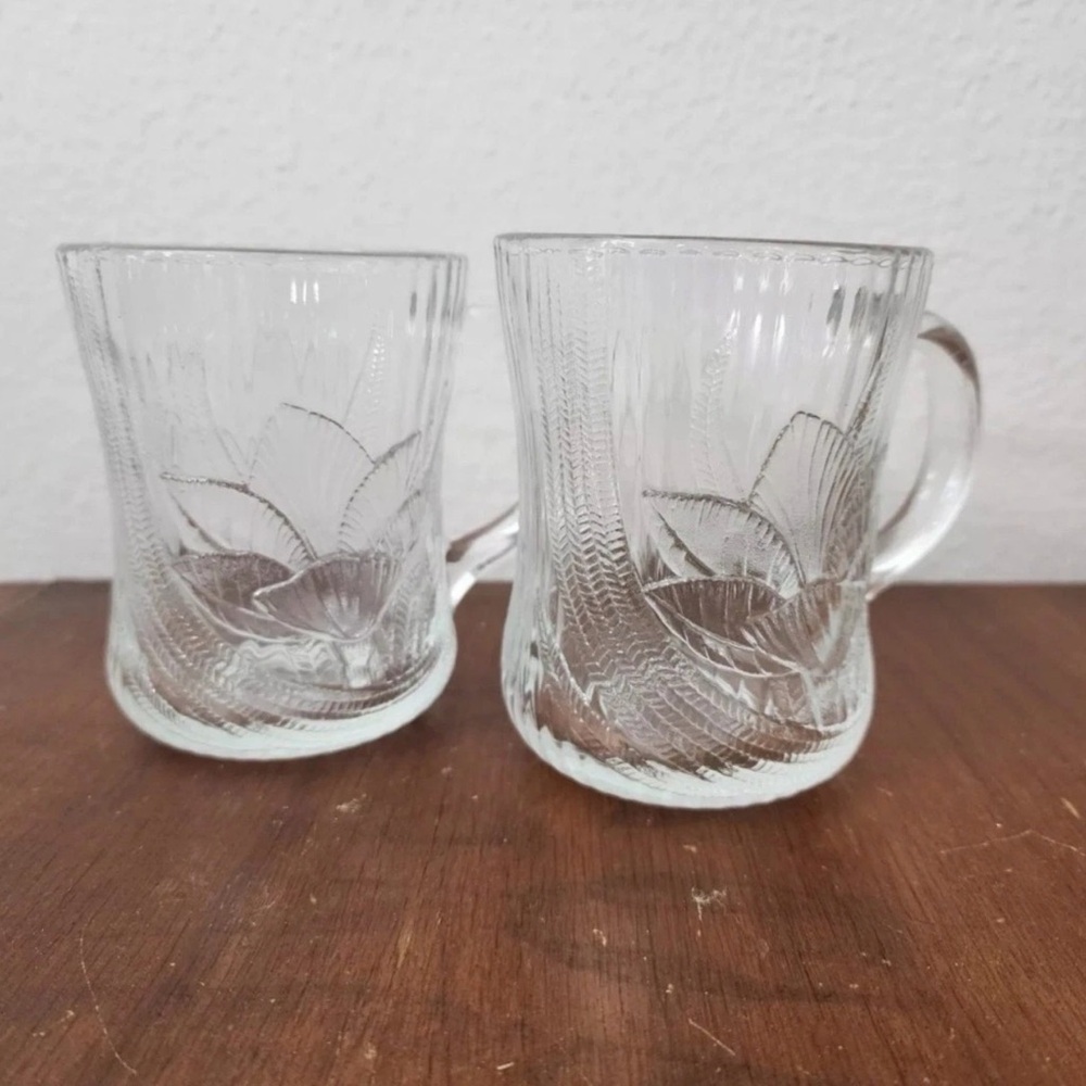 Vintage - Glass Mug Set Tropical Floral‎